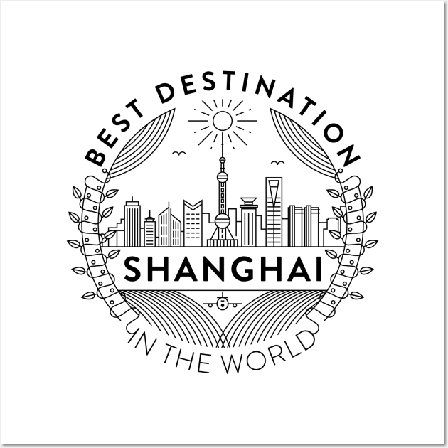 Shanghai Minimal Badge Design Wall Art by kursatunsal